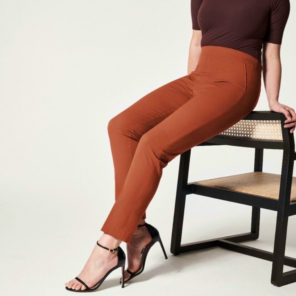 High-Rise Slim Ankle Pants in Rust